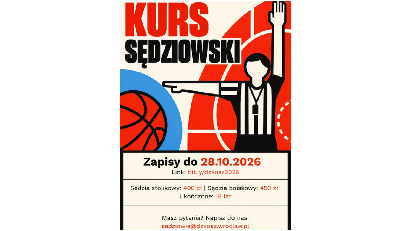 Plakat o kursie sędziowskim
